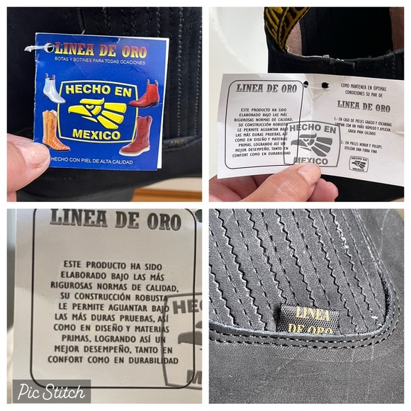 Linea De Oro Botin Tacon, Oil Leather/suede/piel Graso (black/negra)size 8 men - Picture 14 of 15